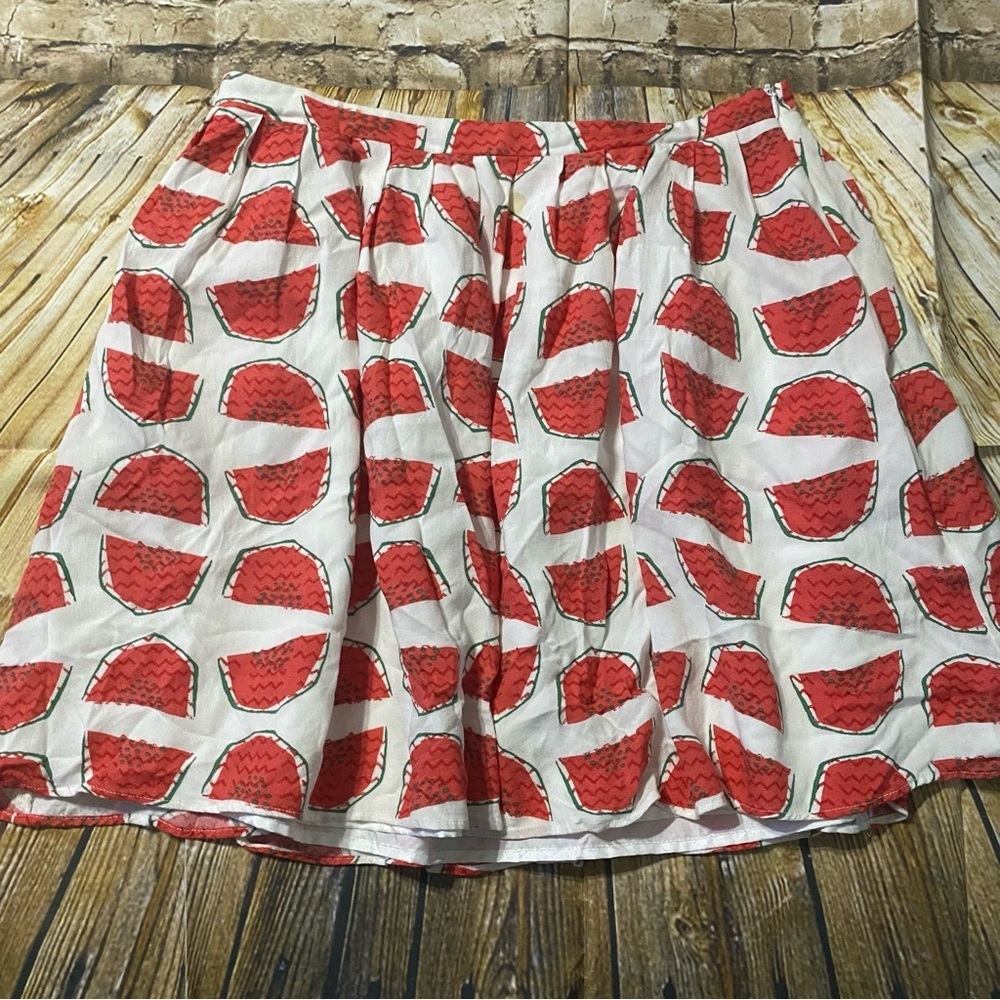 Tulip B Mini A Line Skirt White Red Watermelon Lined Zipper